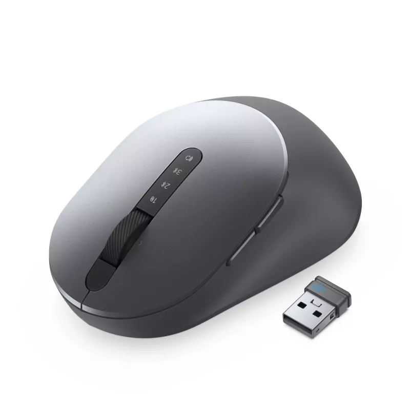 DELL Pro Plus Mouse - MS5320W, dešinei rankai, optinis, RF belaidis + Bluetooth, 1600 DPI, pilka, titano