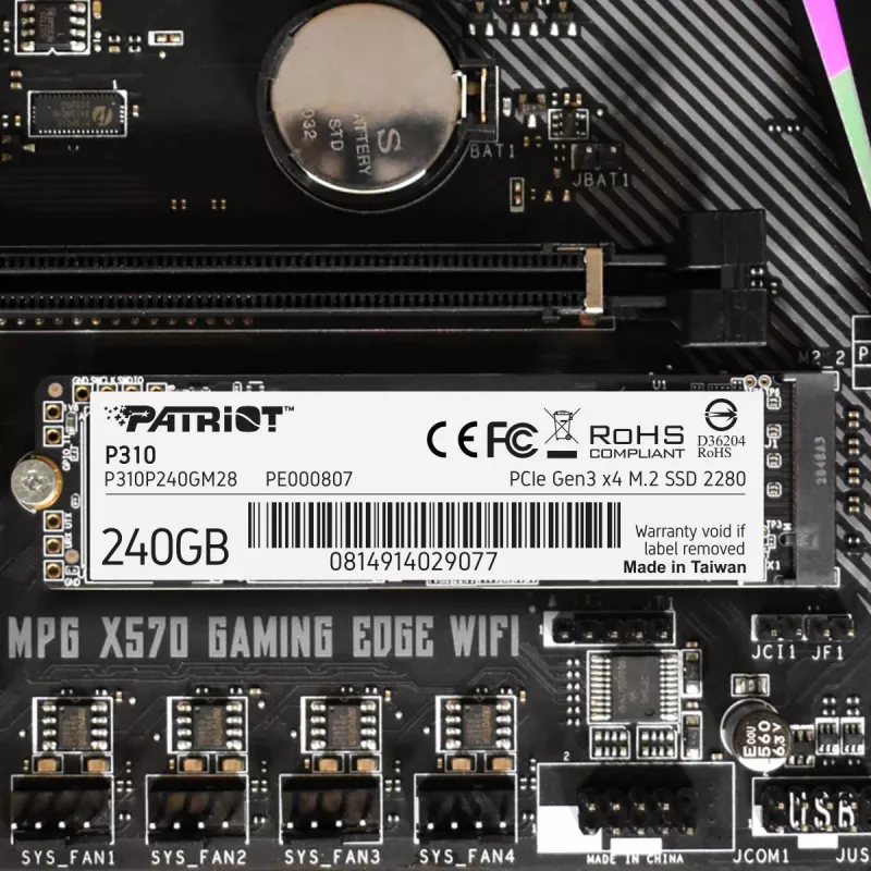 PATRIOT MEMORY SSD 240GB P310 (PCI-E 3.0 x4, NVMe 1.3, M.2 2280)