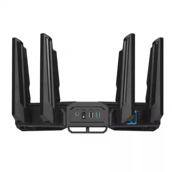 ASUS ROG Rapture GT-BE19000 belaidis maršrutizatorius, Wi-Fi 7, trijų juostų (2.4 GHz / 5 GHz / 6 GHz), Multi-Gigabit Ethernet, juodas/raudonas