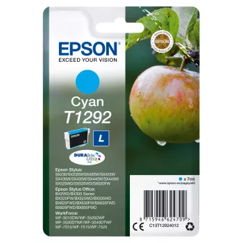 Epson T1292 DURABrite Ultra rašalinė kasetė, Cyan, 7 ml, 1 vnt., 474 puslapiai