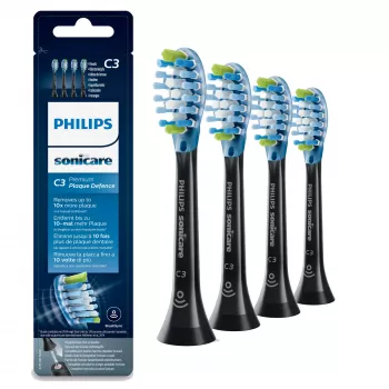 Philips C3 Premium Plaque Defence HX9044/33 4x juodi soninių dantų šepetėlių antgaliai