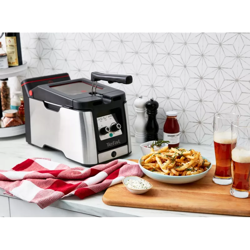 Tefal Clear Duo FR600D10 aliejaus gruzdintuvė, 3,5 l, 2000 W, plienas / juoda