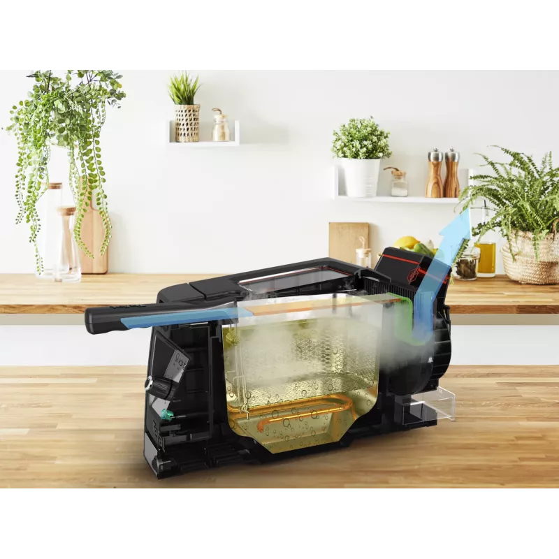 Tefal Clear Duo FR600D10 aliejaus gruzdintuvė, 3,5 l, 2000 W, plienas / juoda