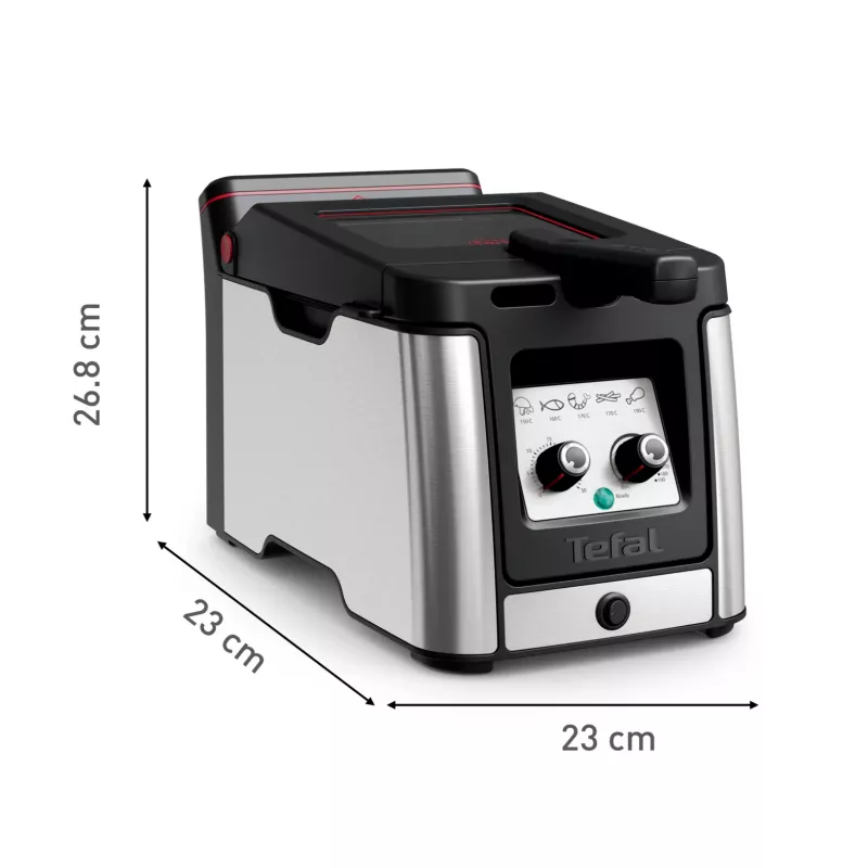 Tefal Clear Duo FR600D10 aliejaus gruzdintuvė, 3,5 l, 2000 W, plienas / juoda