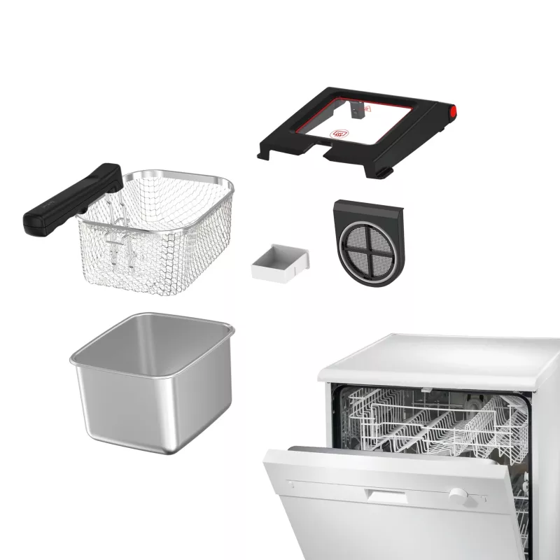 Tefal Clear Duo FR600D10 aliejaus gruzdintuvė, 3,5 l, 2000 W, plienas / juoda