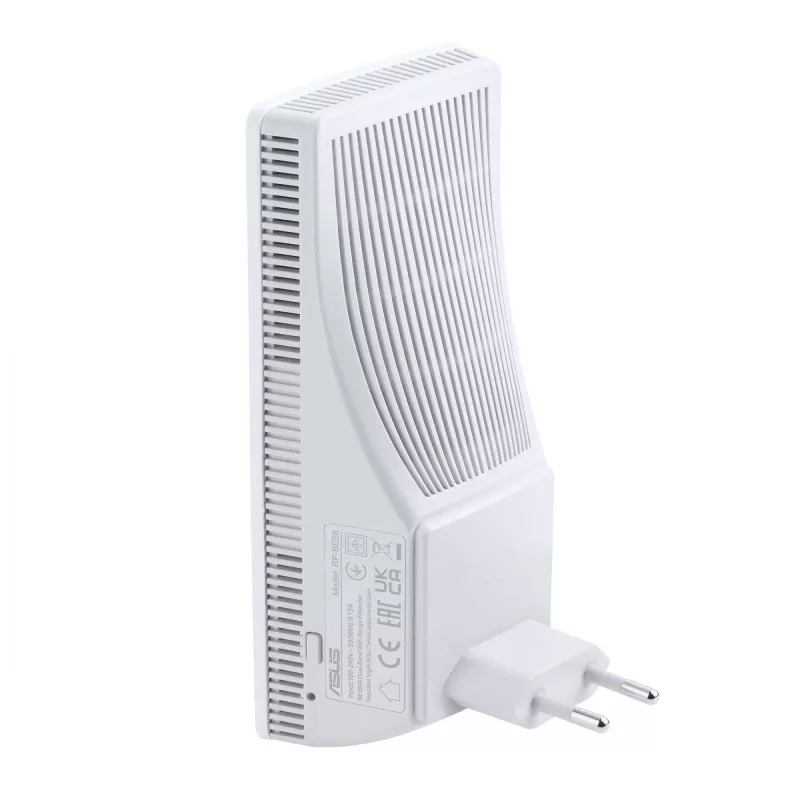 ASUS RP-BE58 belaidis dviejų juostų (2,4 GHz / 5 GHz) Wi-Fi 7 (802.11be) kartotuvas, baltas, vidinė antena