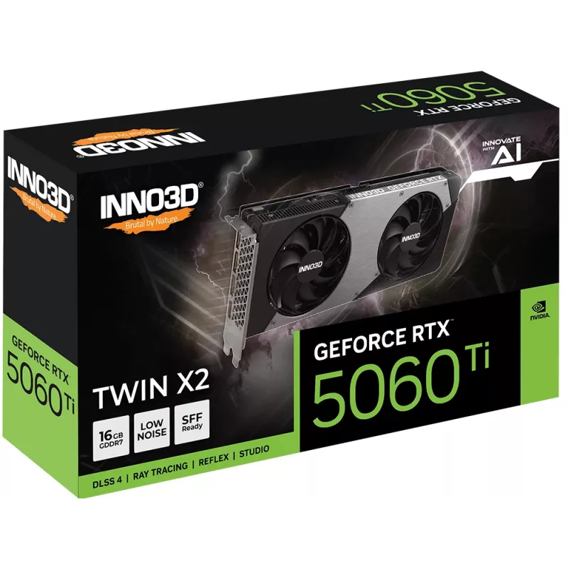 Vaizdo plokštė Inno3D GeForce RTX 5060 Ti – 16 GB GDDR7, PCIe 5.0, 128 bitų, 448 GB/s