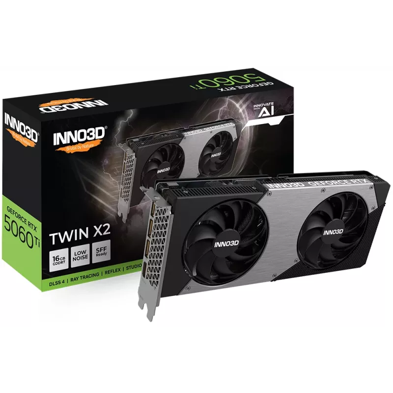 Vaizdo plokštė Inno3D GeForce RTX 5060 Ti – 16 GB GDDR7, PCIe 5.0, 128 bitų, 448 GB/s