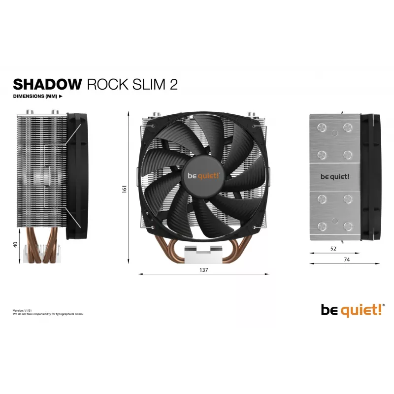 be quiet Shadow Rock Slim 2 procesoriaus aušintuvas