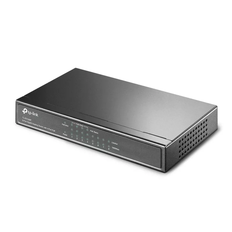 Valdomas jungiklis TP-Link TL-SG1008P 8 prievadų Gigabit PoE, 4 PoE prievadai