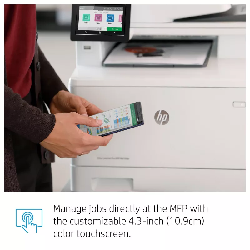 HP Color LaserJet Pro MFP M479fnv, spausdintuvas, kopijuoklis, skaitytuvas, faksas, el. paštas, nuskaitymas į el. paštą/PDF; 50 lapų automatinis dokumentų tiektuvas