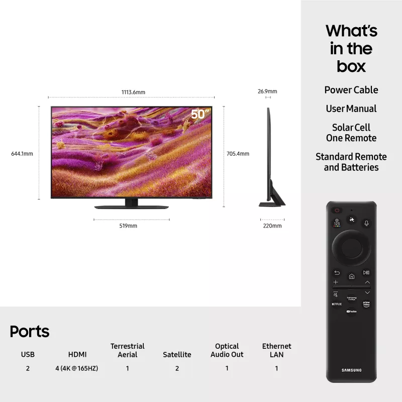 Samsung QE50QN90FAT 127 cm (50 colių) 4K Ultra HD išmanusis televizorius Wi-Fi juodas