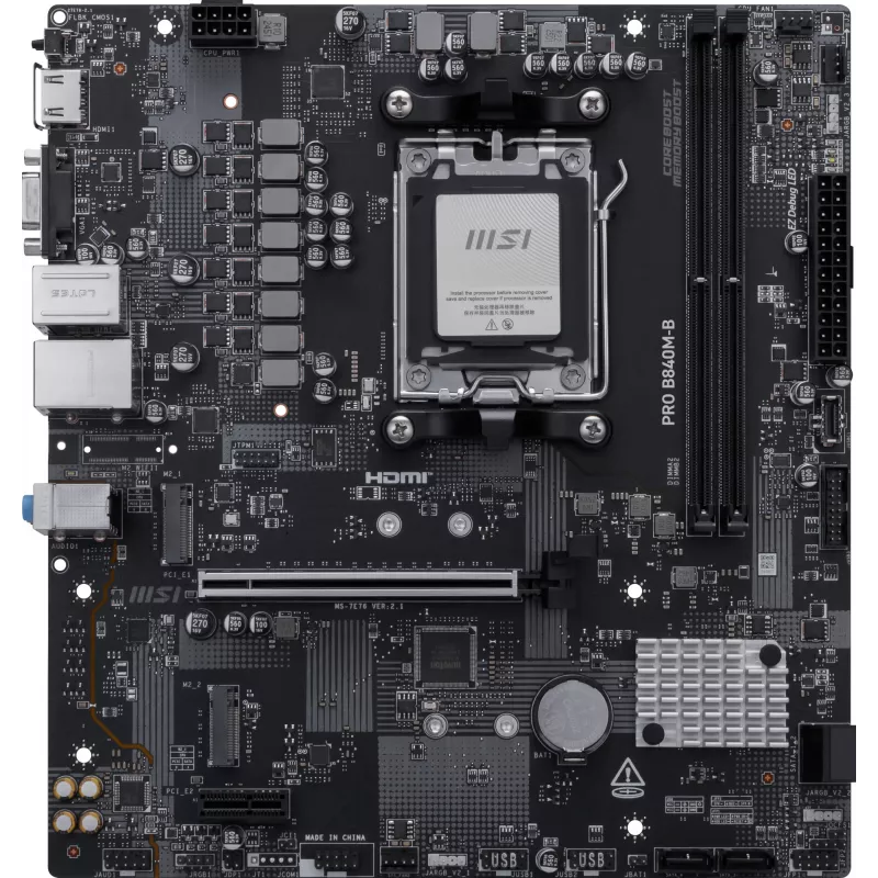 MSI PRO B840M-B pagrindinė plokštė AMD B840 lizdas AM5 micro ATX