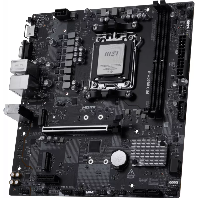 MSI PRO B840M-B pagrindinė plokštė AMD B840 lizdas AM5 micro ATX