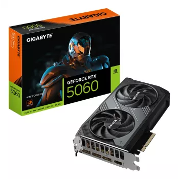 GIGABYTE GeForce RTX 5060 WINDFORCE 8G vaizdo plokštė - 8 GB GDDR7, 128 bit, PCI-E 5.0, 2497 MHz dažnis, 3 x DisplayPort, 1 x HDMI, GV-N5060WF2-8GD