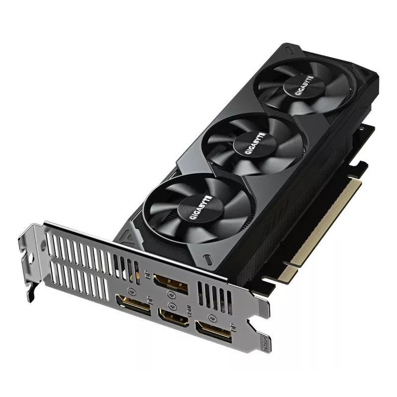 GIGABYTE GeForce RTX 5060 OC Low Profile 8G vaizdo plokštė – 8 GB GDDR7, 128 bitų, PCI-E 5.0, 2512 MHz branduolio dažnis, 3x DisplayPort, 1x HDMI, GV-N5060OC-8GL
