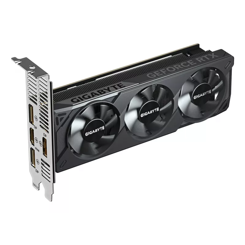 GIGABYTE GeForce RTX 5060 OC Low Profile 8G vaizdo plokštė – 8 GB GDDR7, 128 bitų, PCI-E 5.0, 2512 MHz branduolio dažnis, 3x DisplayPort, 1x HDMI, GV-N5060OC-8GL