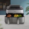 Philips 5000 serijos NA555/00 gruzdintuvė Dviguba 9 L Laisvai pastatoma 2750 W Karšto oro gruzdintuvė Sidabrinė