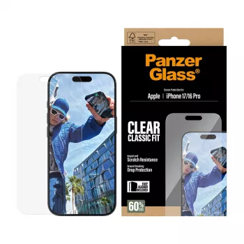 PanzerGlass ® ekrano apsauga iPhone 17 | iPhone 16 Pro | Classic Fit su EasyAligner
