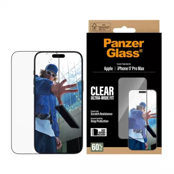 PanzerGlass ® Ekrano apsauga iPhone 17 Pro Max | Ultra-Wide Fit su EasyAligner