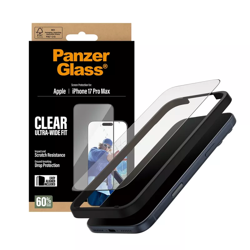 PanzerGlass ® Ekrano apsauga iPhone 17 Pro Max | Ultra-Wide Fit su EasyAligner