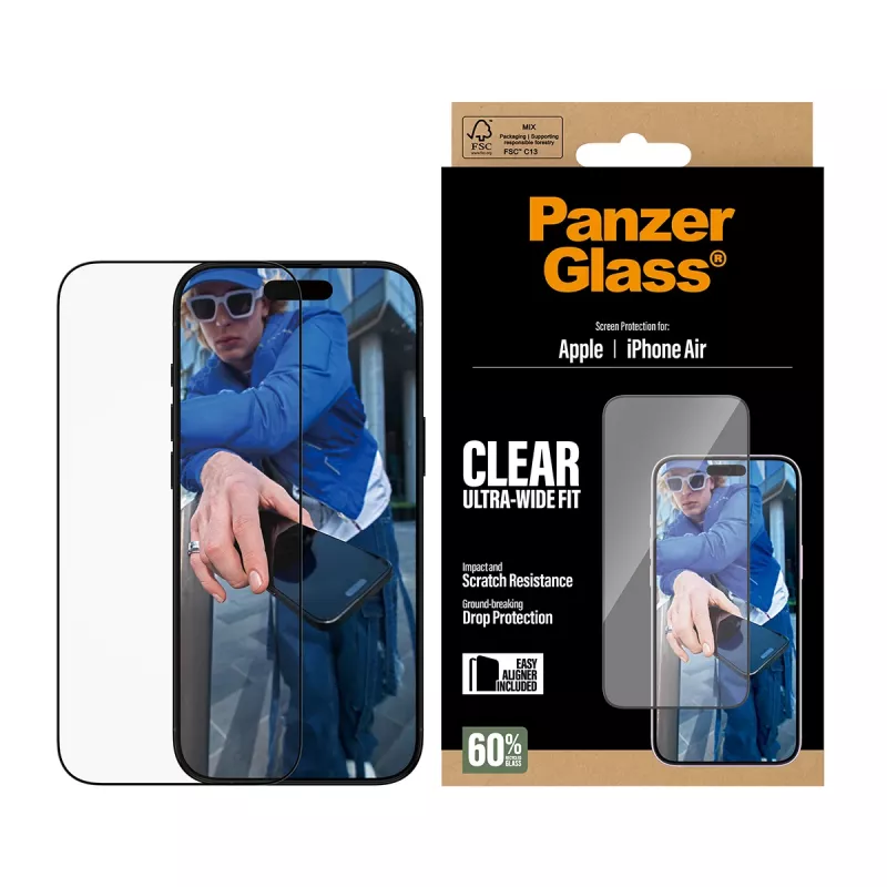 PanzerGlass ® Ekrano apsauga iPhone Air | Ultra-Wide Fit su EasyAligner