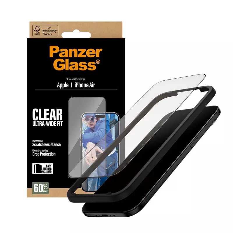 PanzerGlass ® Ekrano apsauga iPhone Air | Ultra-Wide Fit su EasyAligner