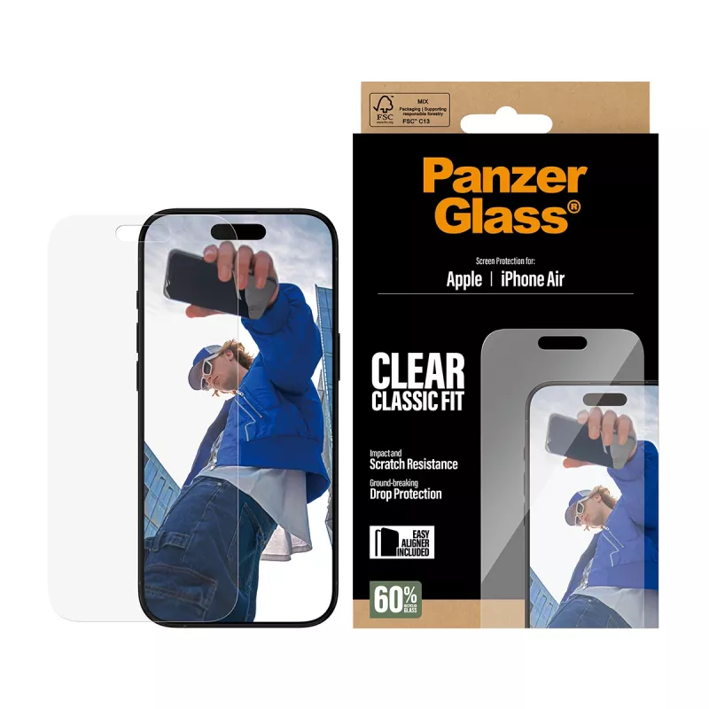 PanzerGlass® ekrano apsauga iPhone Air | Classic Fit su EasyAligner