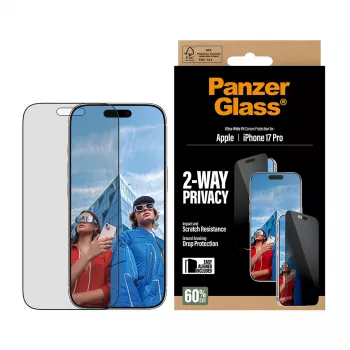 PanzerGlass ® 2-Way privatumo ekrano apsauga iPhone 17 Pro | Ultra-Wide Fit su EasyAligner