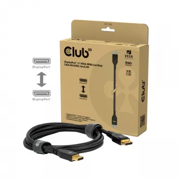 CLUB3D DisplayPort™ 2.1 VESA DP80 sertifikuotas kabelis 8K240Hz 2m/6.56ft