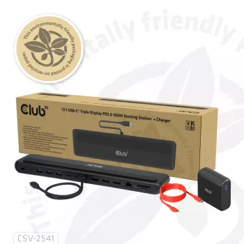 Docking stotelė club 3d CSV-2541 USB-C su HDMI ir DisplayPort išvestimis