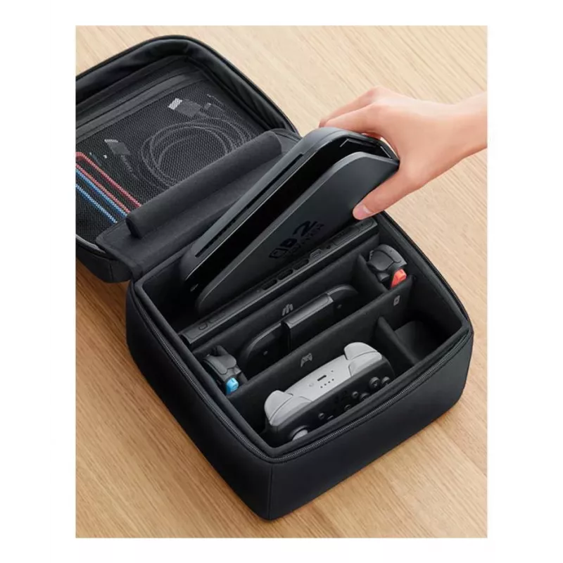 Nintendo Switch 2 All-In-One nešiojimo dėklas, kelioninis dėklas, Nintendo, juoda, Nintendo Switch 2, užtrauktukas