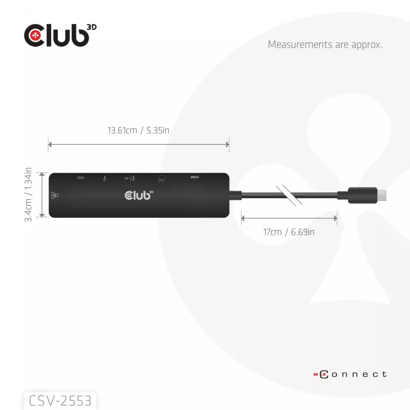 CLUB3D CSV-2553 7-in-1 USB-C centrinė stotelė, 5000 Mbit/s, juoda