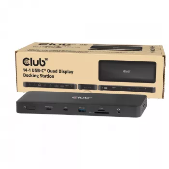 Dokavimo stotelė CLUB 3D 14-1 USB-C Quad Display USB4 su 2× USB 2.0 prievadais