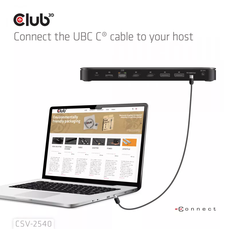 Dokavimo stotelė CLUB 3D 14-1 USB-C Quad Display USB4 su 2× USB 2.0 prievadais