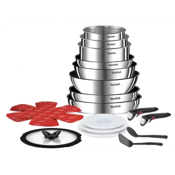 Puodų rinkinys Tefal Ingenio L897SJ04 20 vnt. – nerūdijantis plienas, nelipni danga, 5 keptuvės, 3 puodai, wok, 4 dangčiai