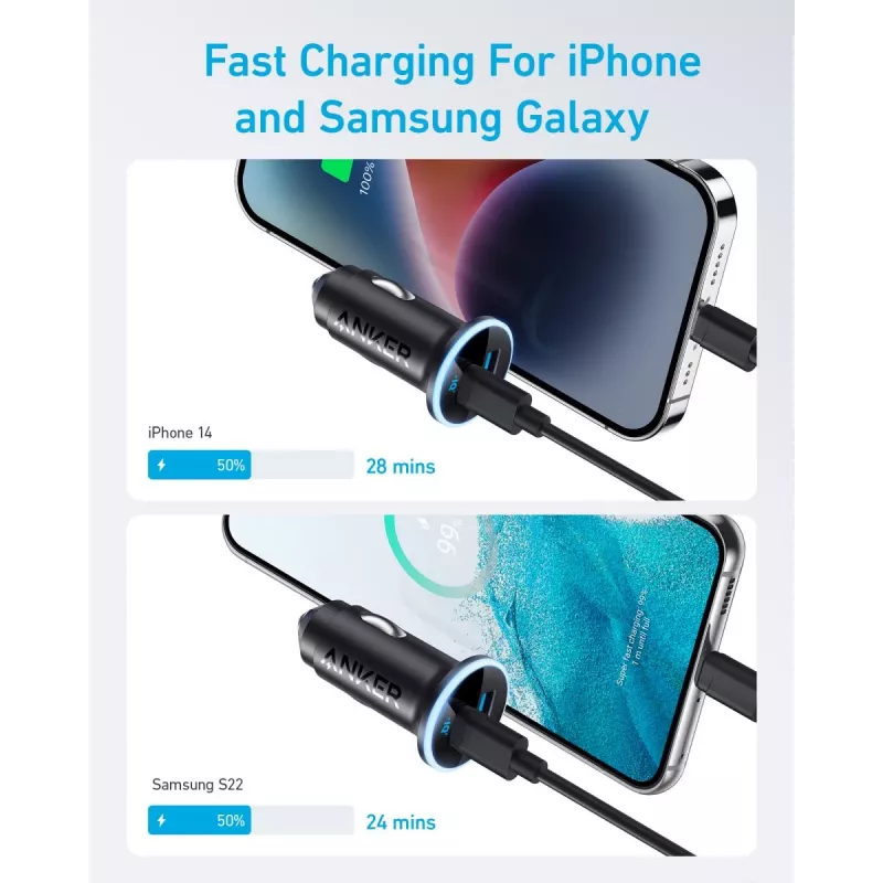 ANKER 325 A2735G11 53W automobilinis įkroviklis su USB-C PD ir PPS