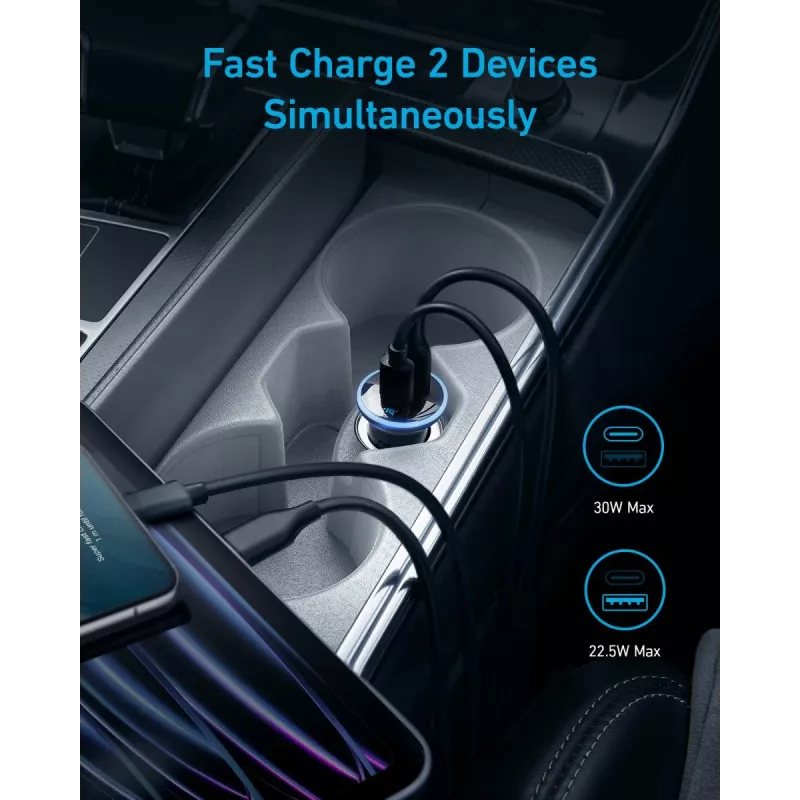 ANKER 325 A2735G11 53W automobilinis įkroviklis su USB-C PD ir PPS