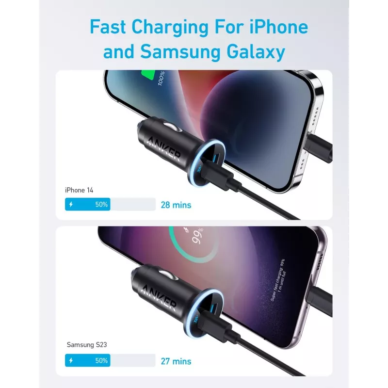 ANKER 325 A2735G11 53W automobilinis įkroviklis su USB-C PD ir PPS