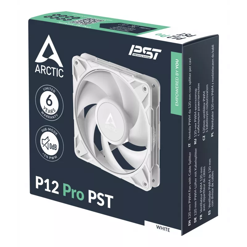 ARCTIC Freezer P12 Pro PST (Balta) - 120 mm PWM ventiliatorius su kabelio šakotuvu