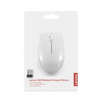 Belaidė kompaktinė pelė Lenovo Compact Mouse su baterija – ambidekstrinė, 1000 DPI, RF belaidė, 3 mygtukai, pilka