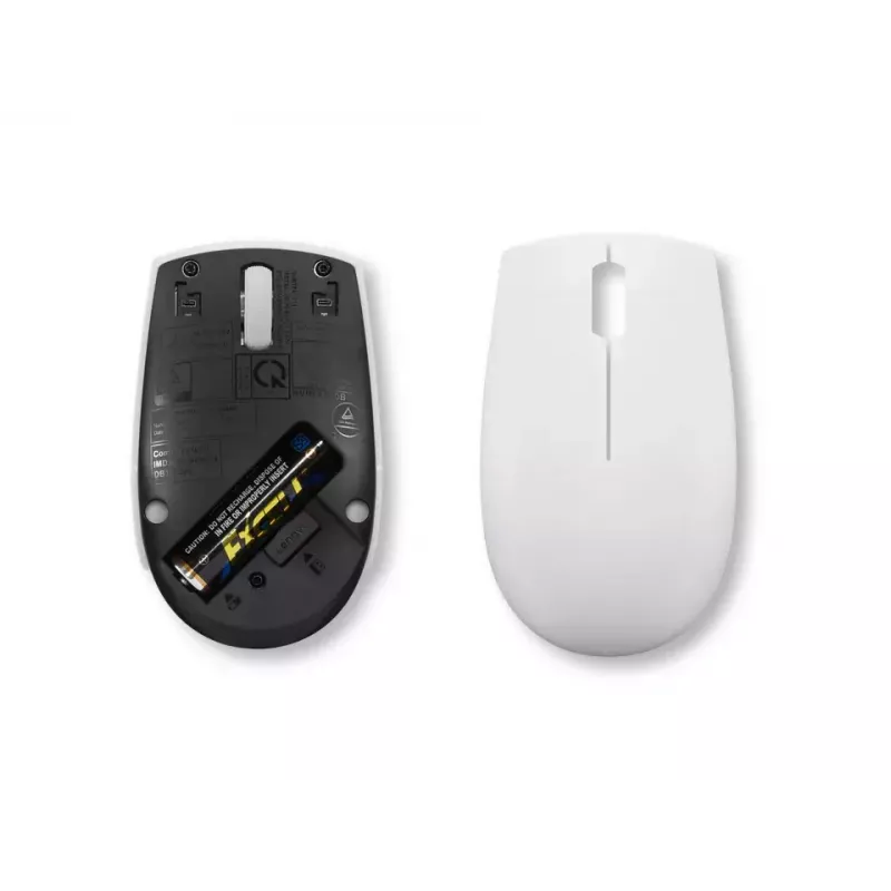 Belaidė kompaktinė pelė Lenovo Compact Mouse su baterija – ambidekstrinė, 1000 DPI, RF belaidė, 3 mygtukai, pilka