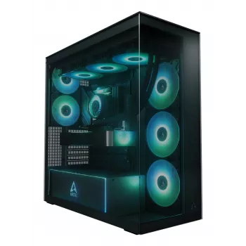 ARCTIC Xtender (Juoda) Premium E-ATX PC korpusas, Midi bokštas, Juoda, EATX, Metalinis, Grūdintas stiklas, Žaidimams