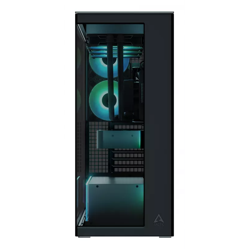 ARCTIC Xtender (Juoda) Premium E-ATX PC korpusas, Midi bokštas, Juoda, EATX, Metalinis, Grūdintas stiklas, Žaidimams