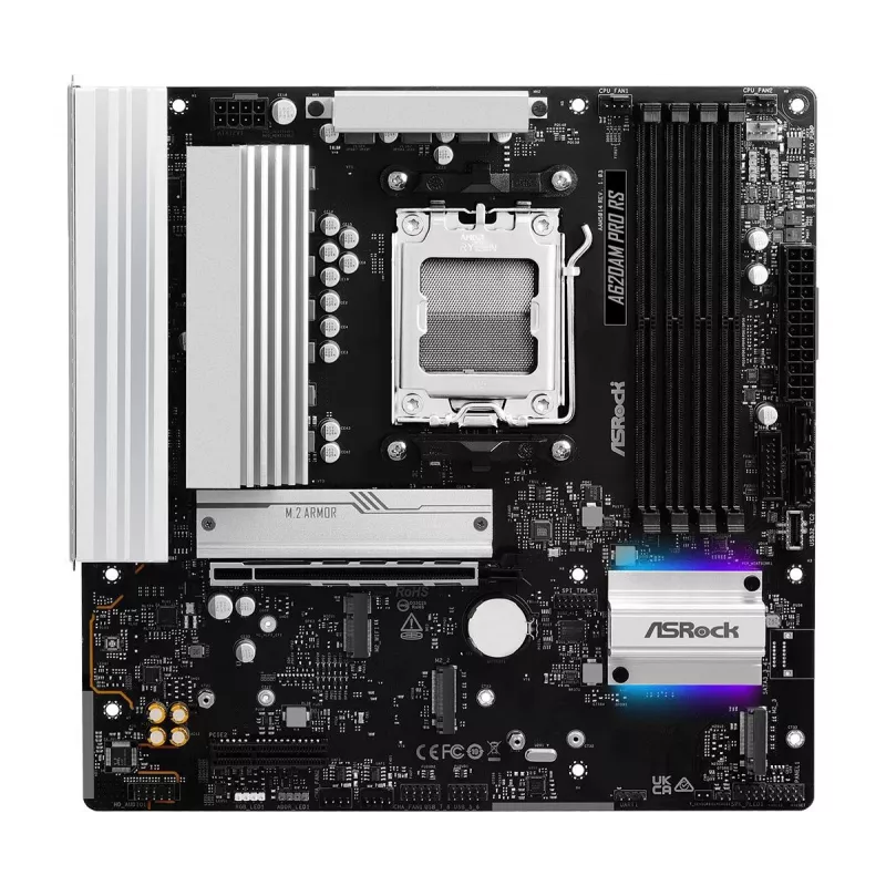 ASRock Motininė plokštė A620AM Pro Rs AM5 AMD A620A 4x DDR5 1x HDMI 2.1 TMDS/FRL 8G suderinama 1x DisplayPort 1.4 su DSC mATX