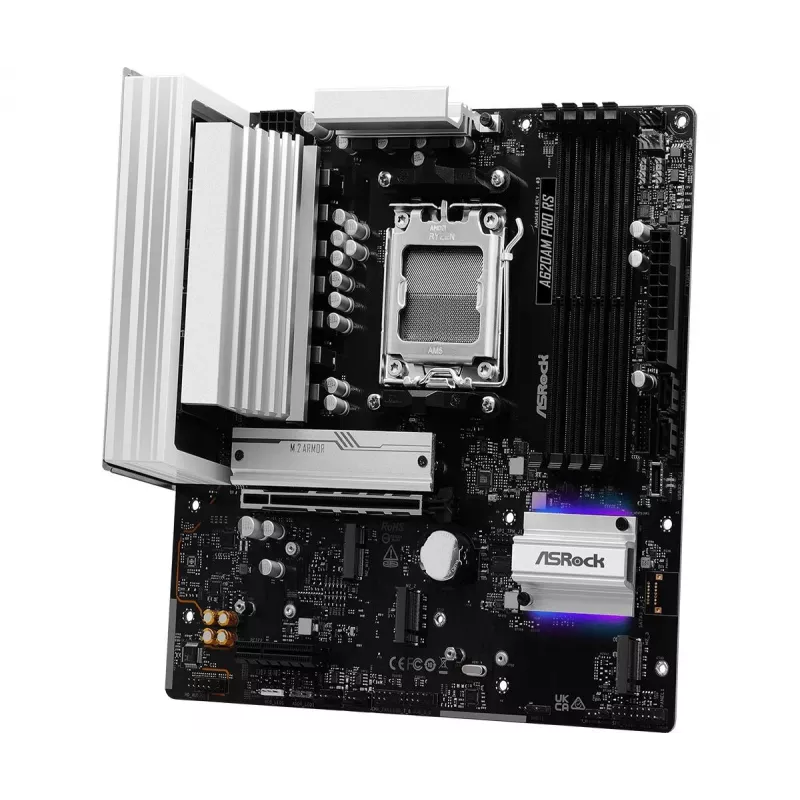 ASRock Motininė plokštė A620AM Pro Rs AM5 AMD A620A 4x DDR5 1x HDMI 2.1 TMDS/FRL 8G suderinama 1x DisplayPort 1.4 su DSC mATX