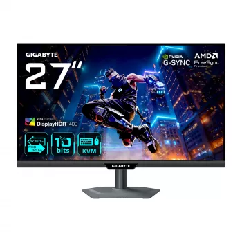 GIGABYTE M27UP 27 colių 4K UHD žaidimų monitorius – dvigubas režimas (4K 160 Hz arba FHD 320 Hz), 3840 x 2160, 1 ms, 350 cd/m², FreeSync Premium, DisplayHDR400, HDMI 2.1, DisplayPort 1.4