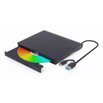 Vidinis DVD±RW įrenginys Gembird DVD-USB-031 – USB Type-C, 24x CD / 8x DVD, priekinis įdėjimas, juodas, 140×18×140 mm