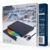Vidinis DVD±RW įrenginys Gembird DVD-USB-031 – USB Type-C, 24x CD / 8x DVD, priekinis įdėjimas, juodas, 140×18×140 mm