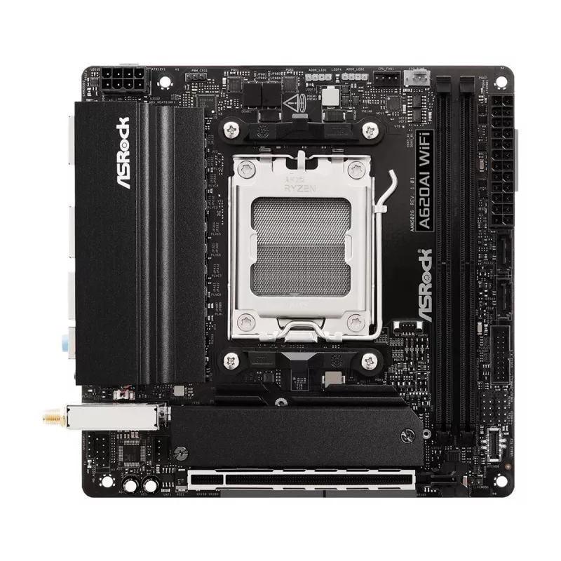 Pagrindinė plokštė ASRock A620AI Wi-Fi AM5 AMD A620A 2x DDR5 1x HDMI 2.1 TMDS/FRL 8G suderinama mITX